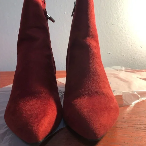 Red Suede Ankle Boots - Picture 2 of 6